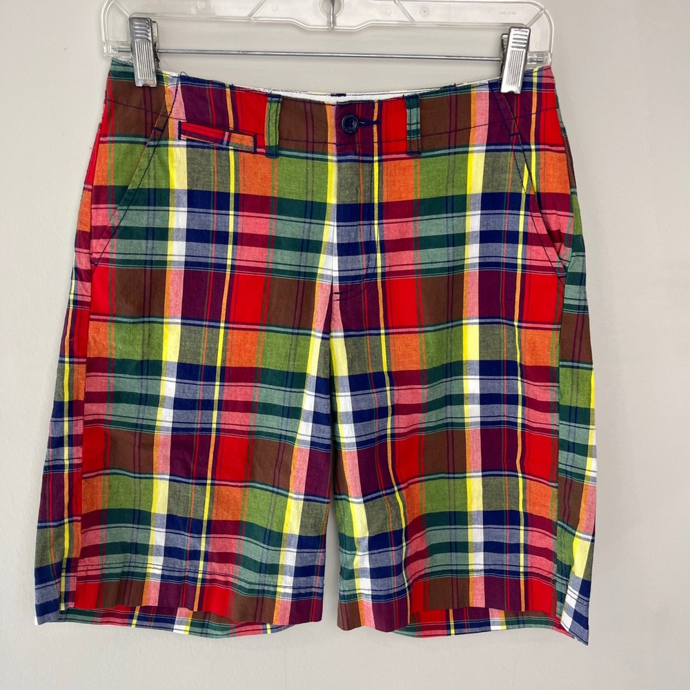 Polo Ralph Lauren Boys Madras Plaid Shorts Multicolor Cotton Size 12 Prep Summer